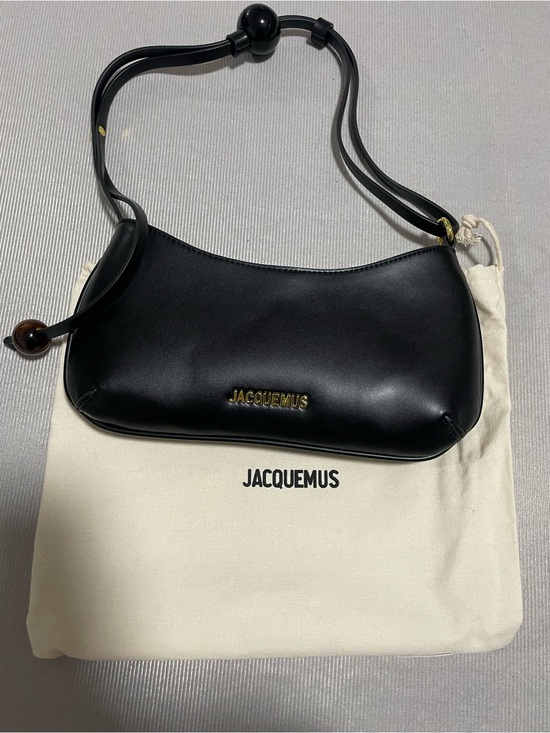 Jacquemus Handbags - Jacquemus Black Le Chiquito Shoulder Bag with Gold Logo Detail
